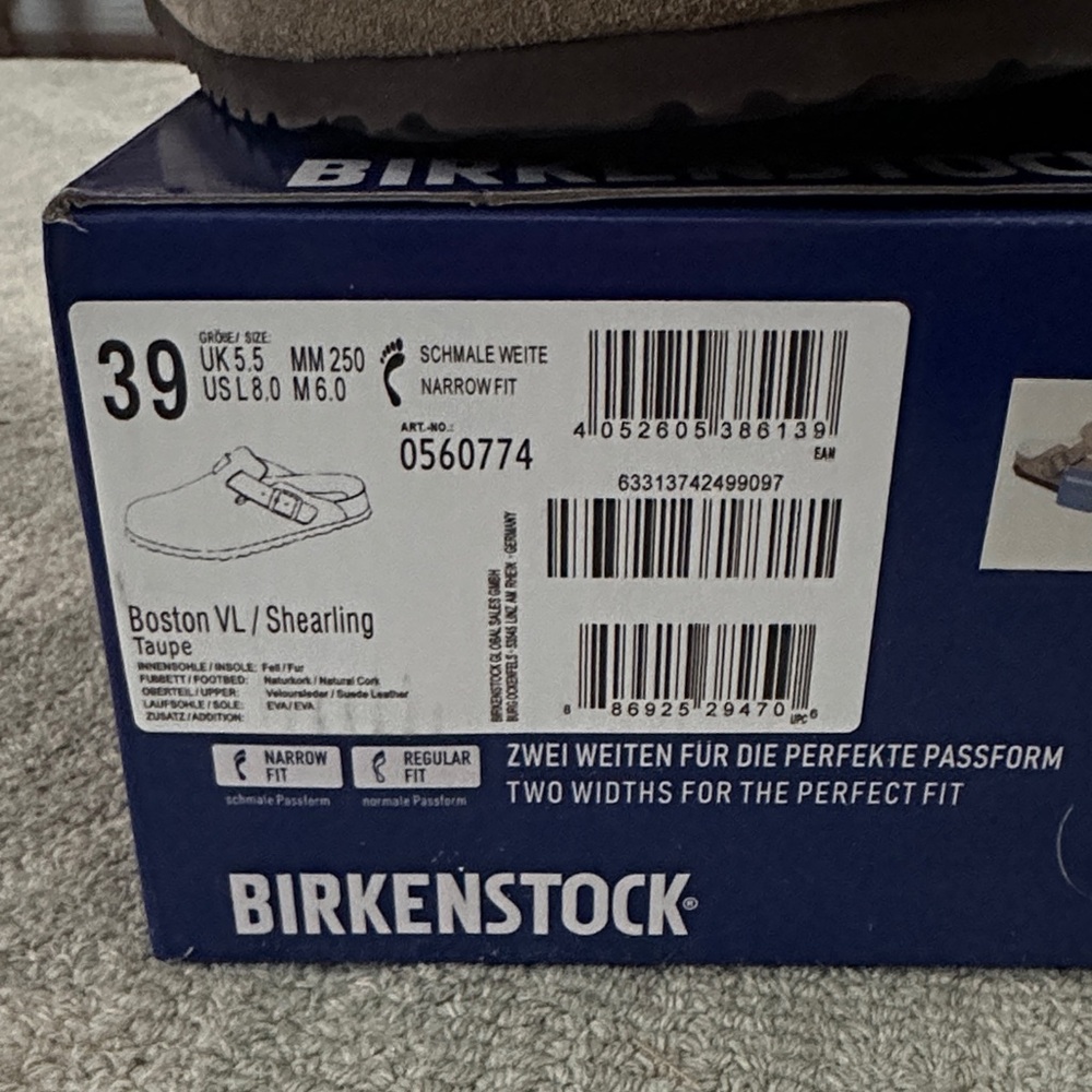 Birkenstock Boston VL Shearling Taupe Suede Mules with Shearling - Picture 2 of 4